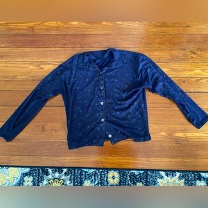 Vintage Navy and purple paisley cardigan SIZE SMALL/MEDIUM